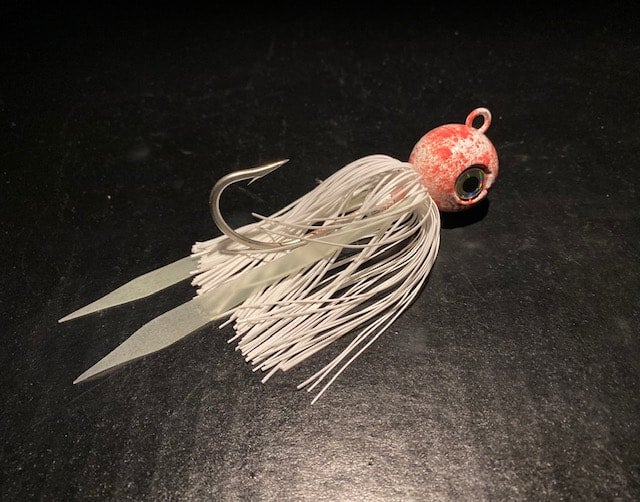 Fluke Flounder Gulp Ball Jigs Marbled White & Salmon with Mustad